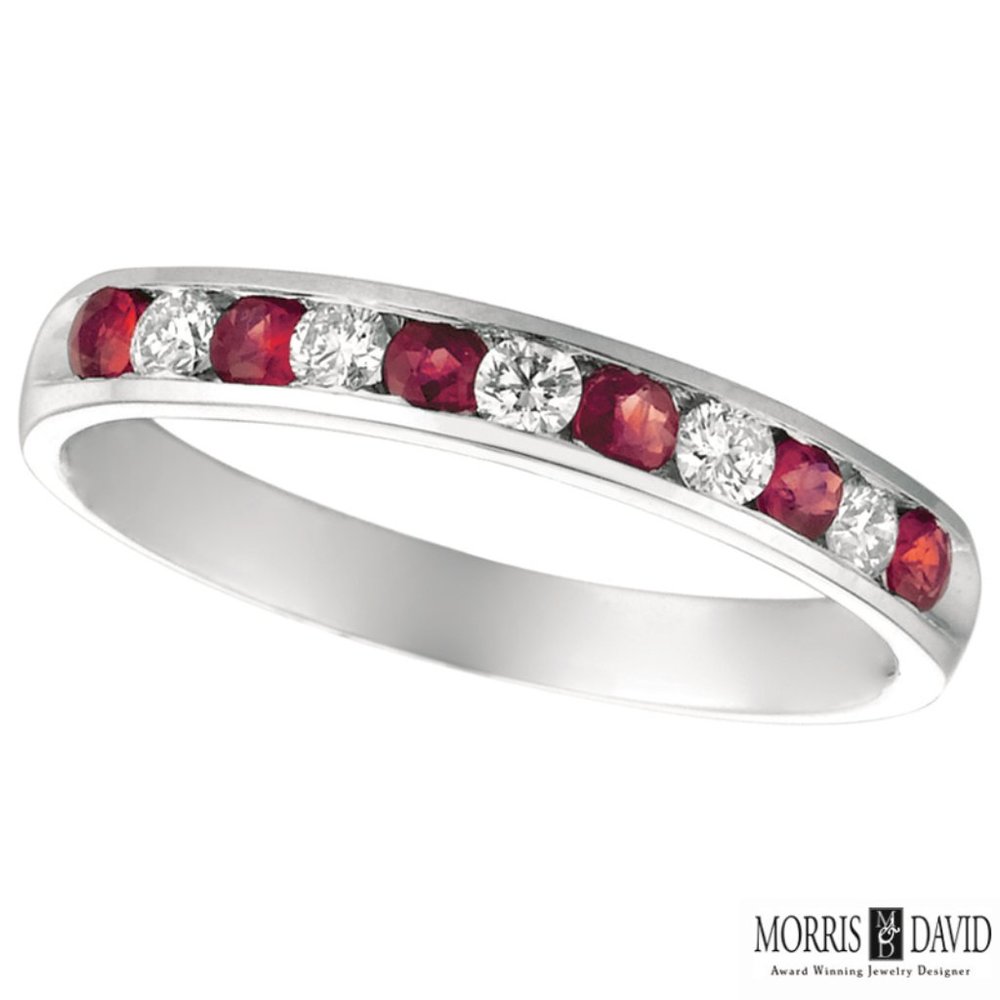 Ruby & Diamond Ring 14k White Gold 0.56 CTW